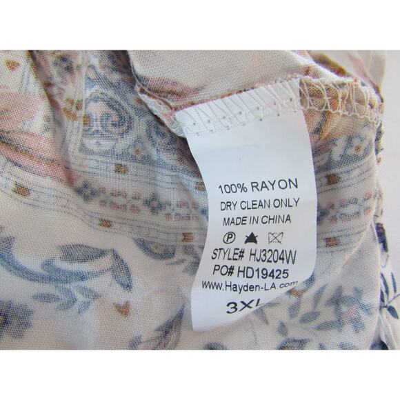 Hayden Rayon White Floral Tunic Wrap Top size 3XL Batwing Boho Colorful Classic - Picture 6 of 8